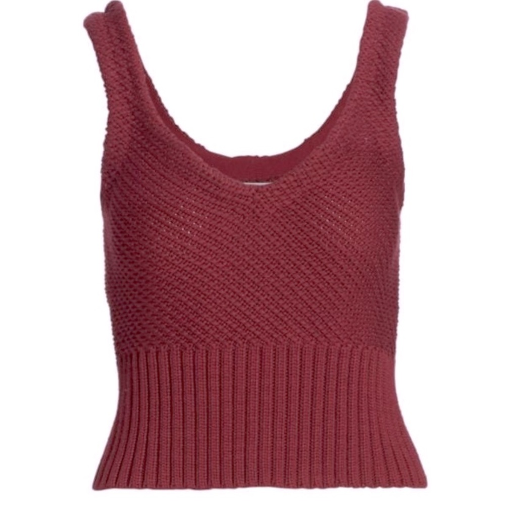 NWT Ramy Brook Cece Knit Sweater Tank Top in Bordeaux Maroon Red